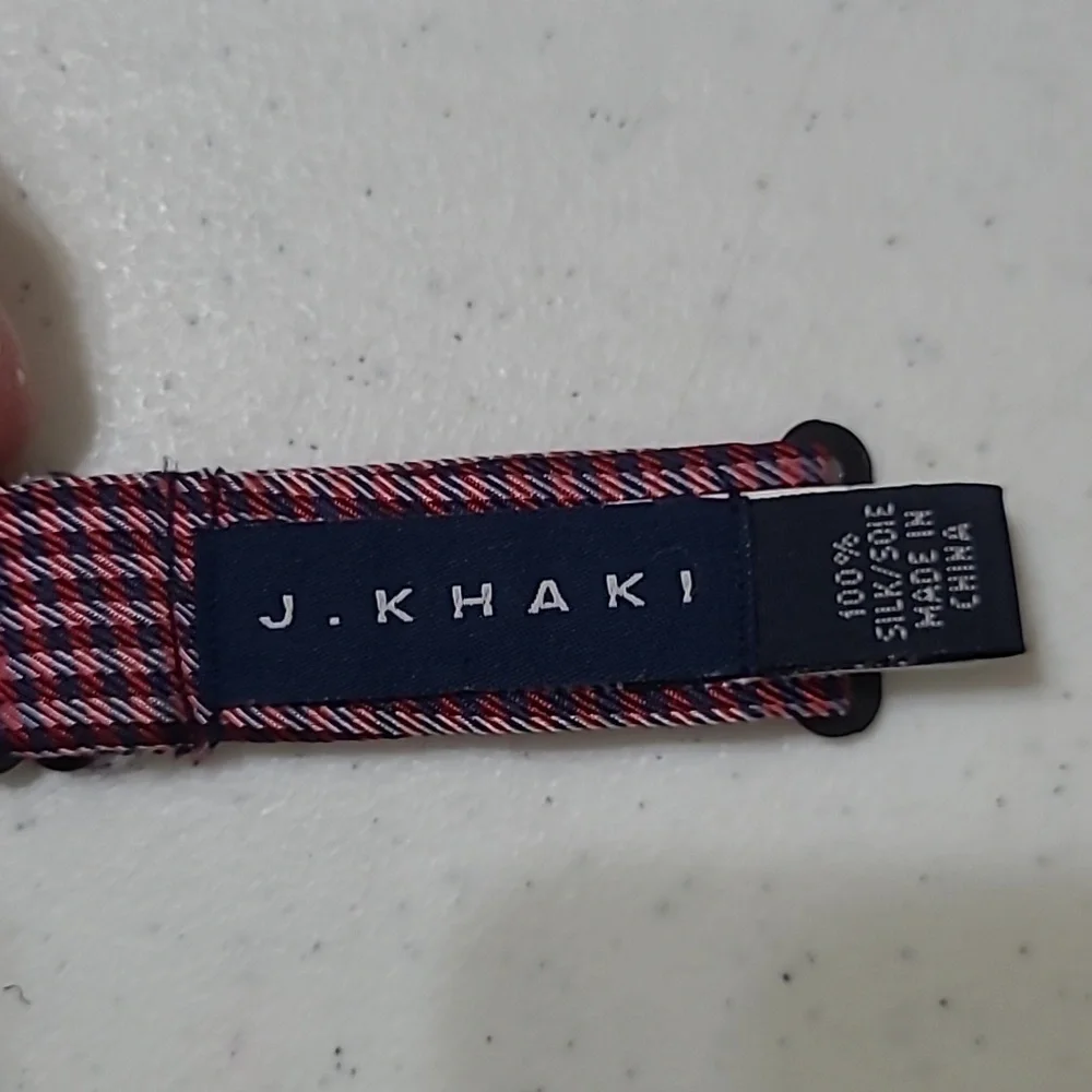 J. Khaki Pink and Black Patterned SILK Bow Tie